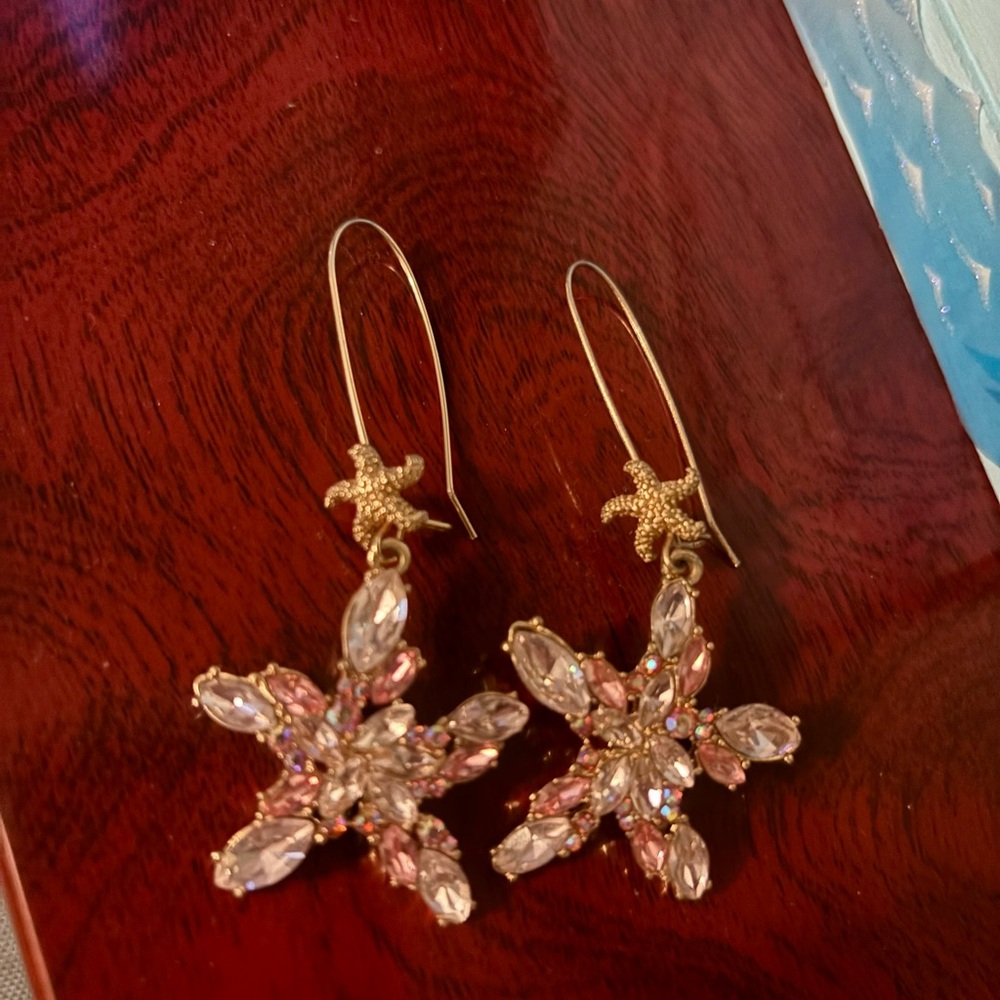 Betsy Johnson Gold and Pink Starfish Earrings
